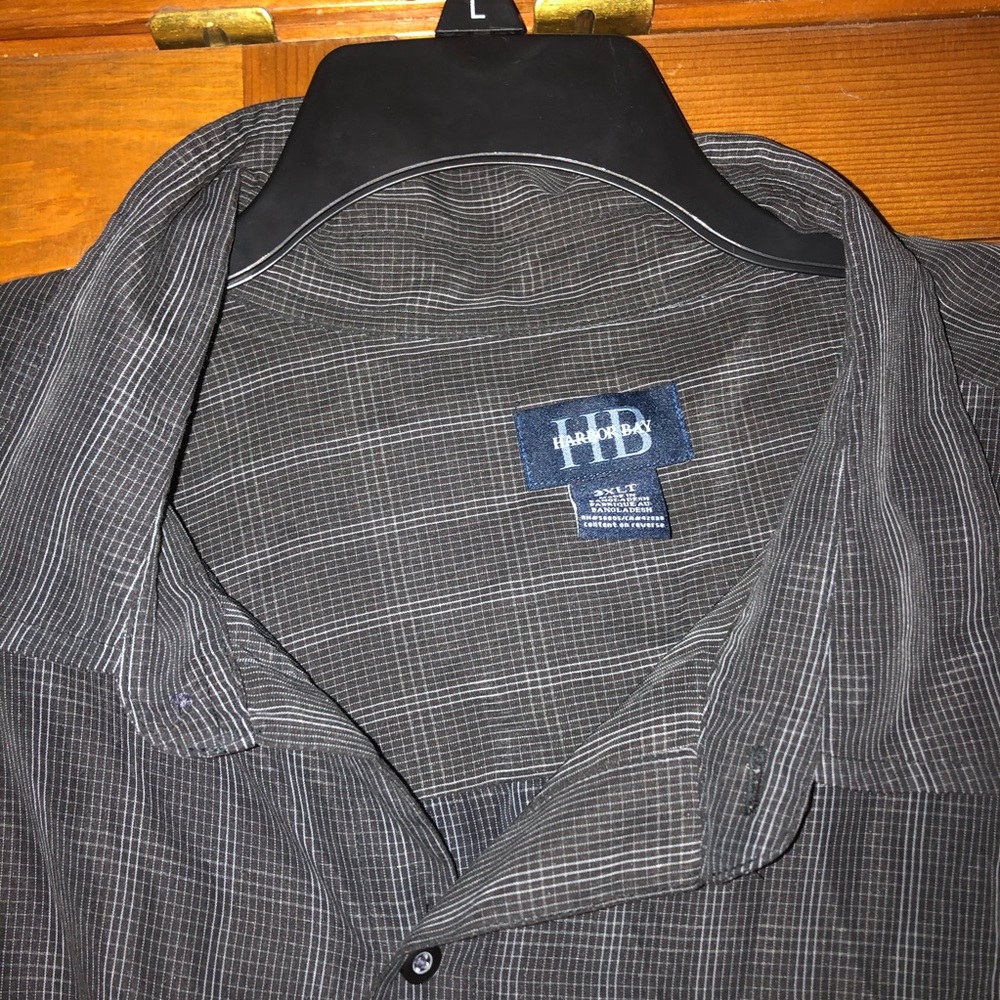 Harbor Bay Black Plaid Button Down Shirt